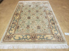 4' X 6' Modern Tibetan Nepal Art Deco Chinese Handmade Wool Rug Beige Tan Gold - Jewel Rugs