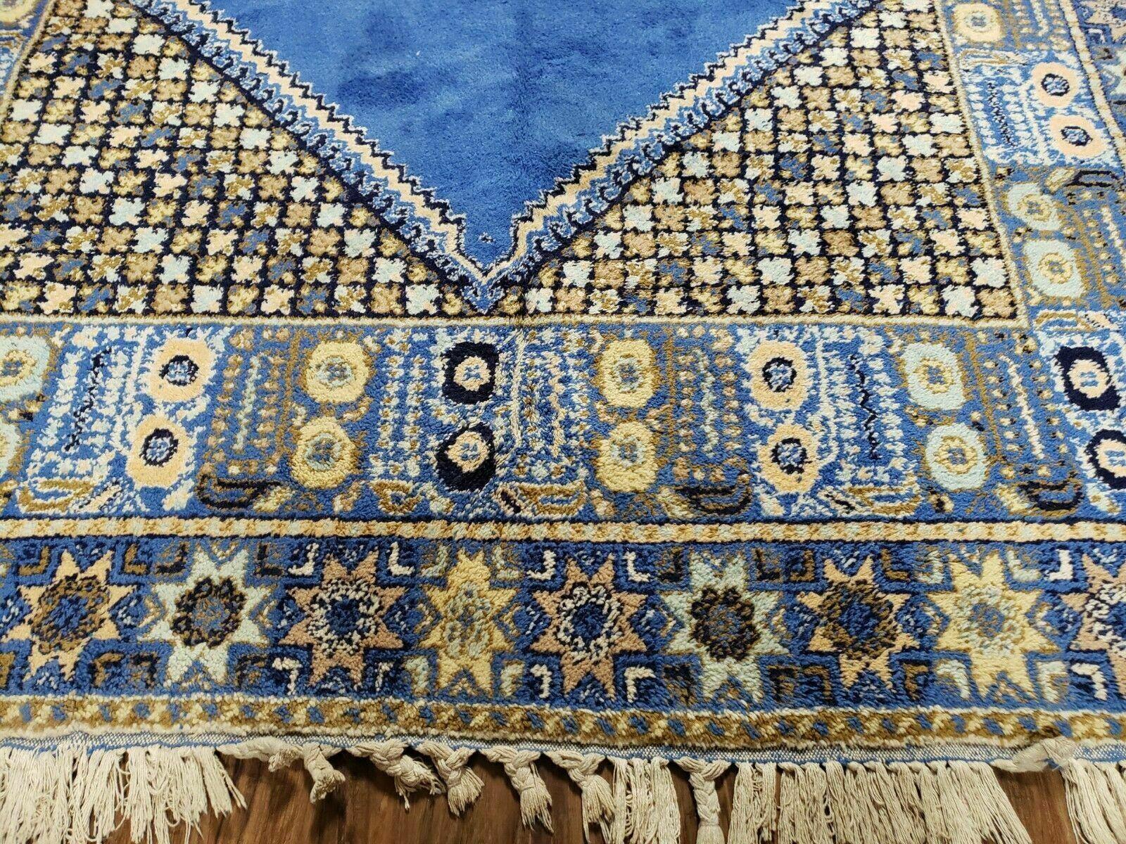 7' X 10' 5" Handmade Moroccan Urban Rabat Wool Carpet Blue Area Rug - Jewel Rugs