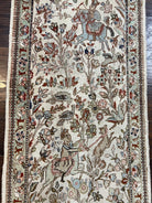 Persian Taba Tabaie Tabriz Runner Rug 2.6 x 15 ft Long Runner, Vintage Persian Runner, Hunting Scene, Horses Flowers, Beige Opal, High Quality, Wool Runner - Jewel Rugs