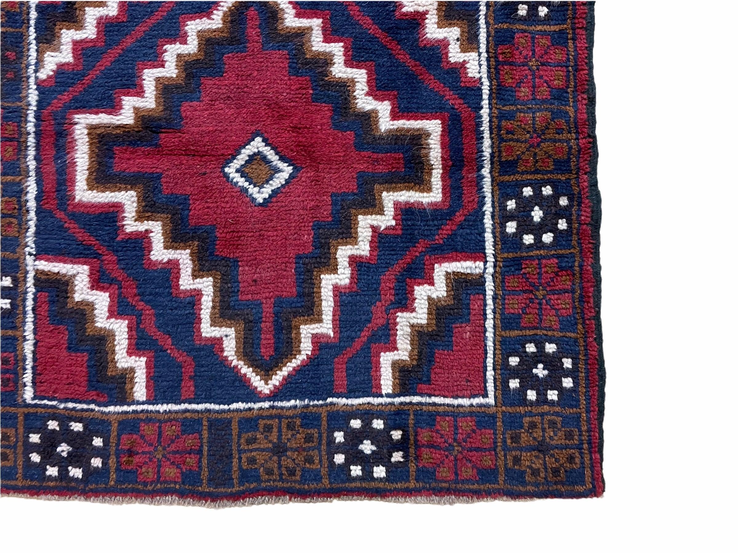 3 X 5 Vintage Handmade Tribal Wool Rug Balouchi Rug Afghan Rug Red Beige Nice - Jewel Rugs