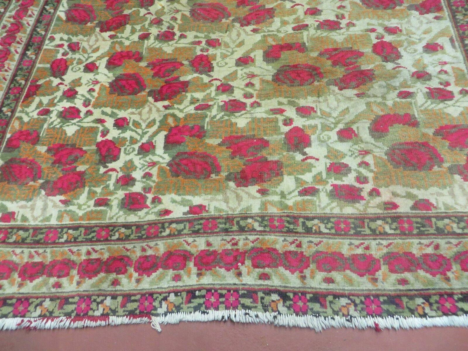 5' X 6' Antique Handmade India Floral Oriental Wool Rug Roses Flowers Traditional Contemporary Design - Jewel Rugs