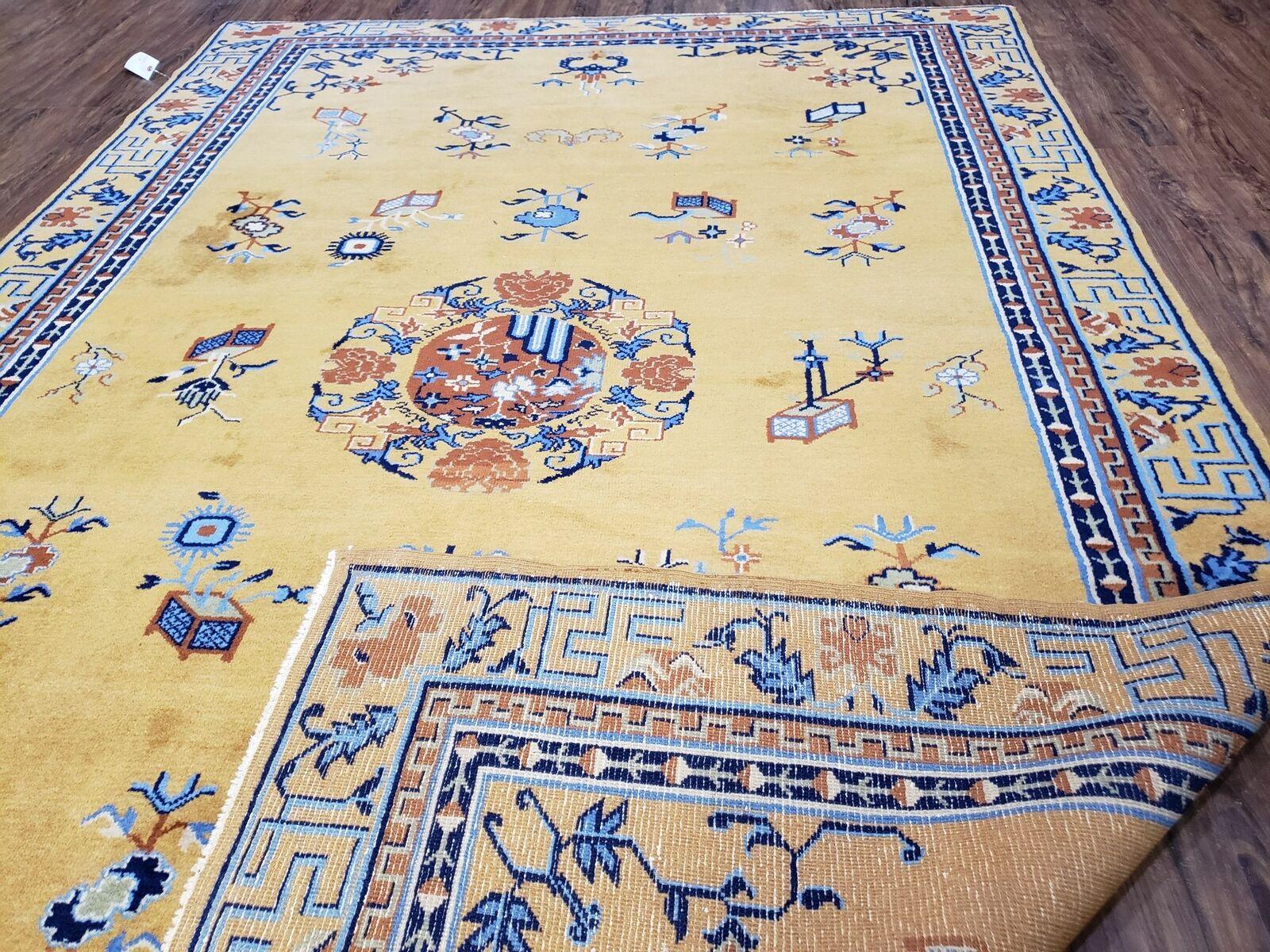 6' X 9' Antique Handmade Art Deco Nichols Peking Chinese Rug Carpet Gold Blue - Jewel Rugs