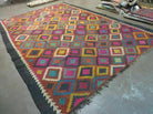 7' X10' Antique Afghan Kilim Handmade Flat Weave Wool Rug Vegy Organic Colorful - Jewel Rugs