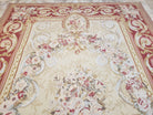 Aubusson Rug 6x9, Elegant Flatweave Rug, Aubusson Savonnerie 6 x 9 Flatweave Area Rug, Cream and Red, Wool Hand Woven Carpet, Medium Size - Jewel Rugs