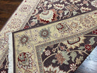 Vintage Indo Mahal Area Rug 6x9, Indian Persian Oriental Carpet 6 x 9, Puce Eggplant Tan Beige Rug, Hand-Knotted, Large Floral Design Wool - Jewel Rugs