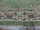 8' X 11' Vintage Indo Chinese Handmade Wool Rug Green Nice - Jewel Rugs