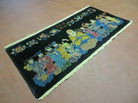 Chinese Wool Pictorial Rug 3x6 Counsel of Wise Elders Philosophers, Vintage Hand Knotted Black Chinese Carpet, Swan, Clouds Confucius, Rare - Jewel Rugs