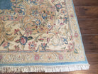 Vintage Persian Kirman Rug, Light Blue Beige Cream, Hand-Knotted, Wool, 9' x 11' 11", 9x12 - Jewel Rugs