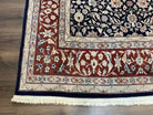 Indo Sarouk Rug 6x9, Vintage Indian Persian Rug, Wool Oriental Carpet, Navy Blue Red Allover Floral Rug, Traditional Very Fine Rug, Area Rug - Jewel Rugs