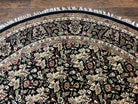 Round Oriental Rug 8x8 ft, William Morris Floral Pattern Carpet, 8 x 8 ft Round Rug, Black Cream and Tan 8ft Round Handmade Indo Persian Rug - Jewel Rugs