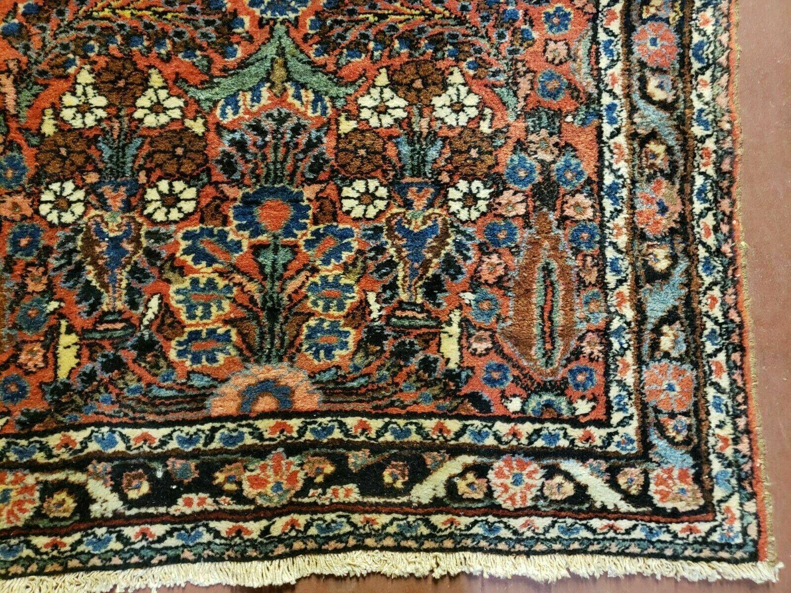 3' X 5' Antique Handmade India Floral Oriental Wool Rug Veg Dyes Red Nice - Jewel Rugs