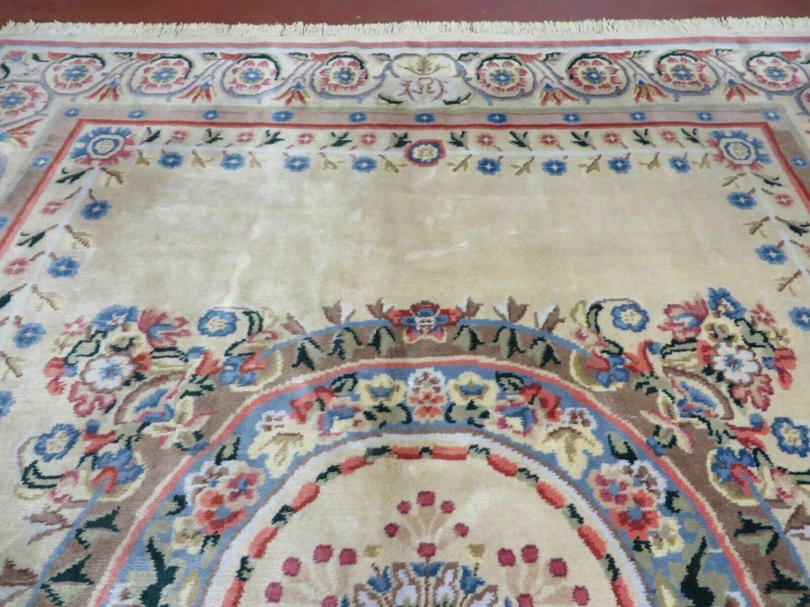 8' X 10' Vintage Handmade Wool Rug Aubusson Savonnerie Design European Nice - Jewel Rugs