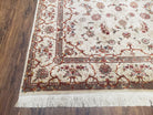 Vintage Pak Persian Area Rug 4x6 - 5x7, Wool w/ Silk Highlights Hand-Knotted, Ivory Allover Floral Pakistani Carpet, Foyer Room Entryway Rug - Jewel Rugs