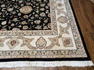 8' 5" X 11' 6" Vintage Handmade Oriental Floral Wool Rug Silk Accent Black Nice - Jewel Rugs