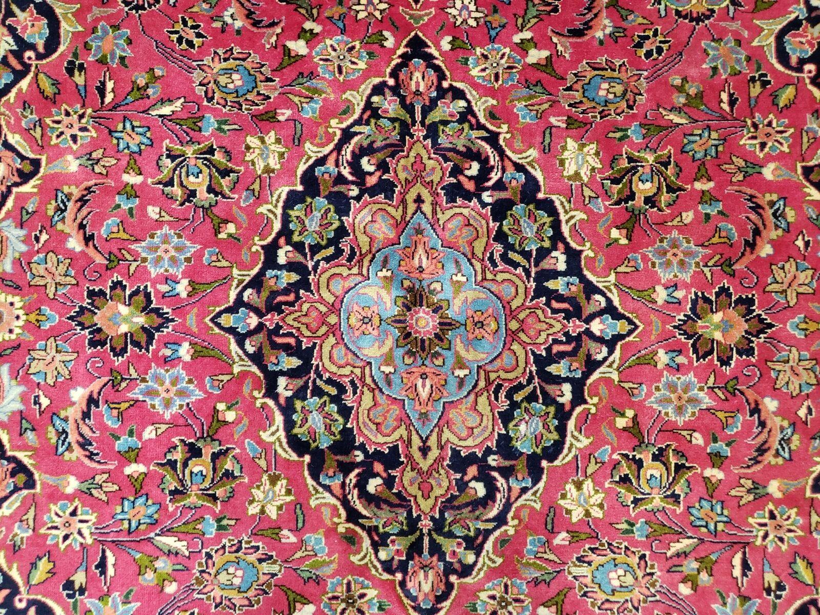 8' X 11' Vintage Handmade Authentic Oriental Wool Rug Pink/Red Teal Wow - Jewel Rugs