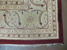 10' X 15' Vintage Handmade India Agra Larastan Wool Rug Floral Beauty Wine Red - Jewel Rugs