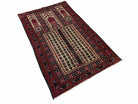 3x5 New Vintage Handmade Tribal Balouch Wool Rug Prayer Rug Red Black Beige Nice - Jewel Rugs