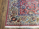 Semi Antique Persian Kashan Rug, Red & Beige, Hand-Knotted, Wool, 4'7" x 6' 6", Pair B - Jewel Rugs