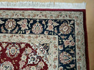 8' X 10' Vintage Handmade India Floral Wool Silk Accents Rug Organic Veg Dyes - Jewel Rugs