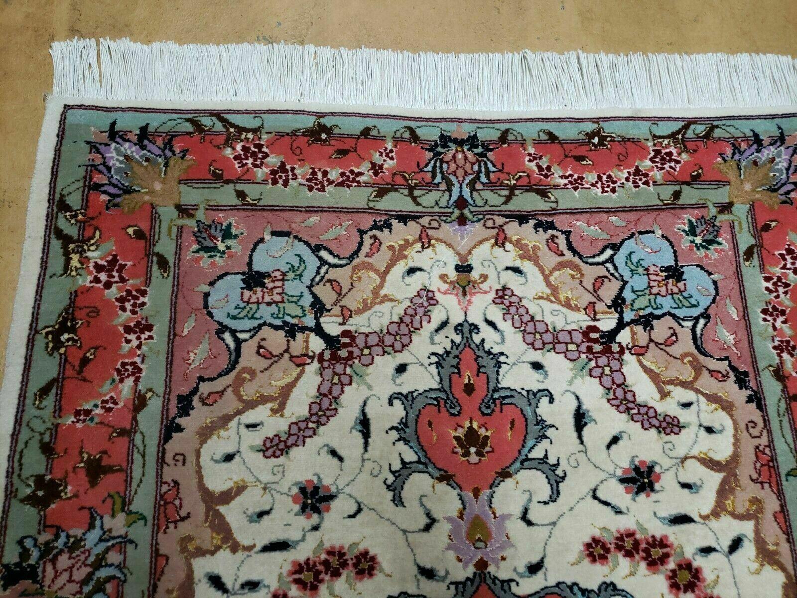 3' X 4' Ultra Fine Handmade Authentic Floral Allover Top Quality Oriental Wool Rug Silk Accents Top Quality Pair B - Jewel Rugs