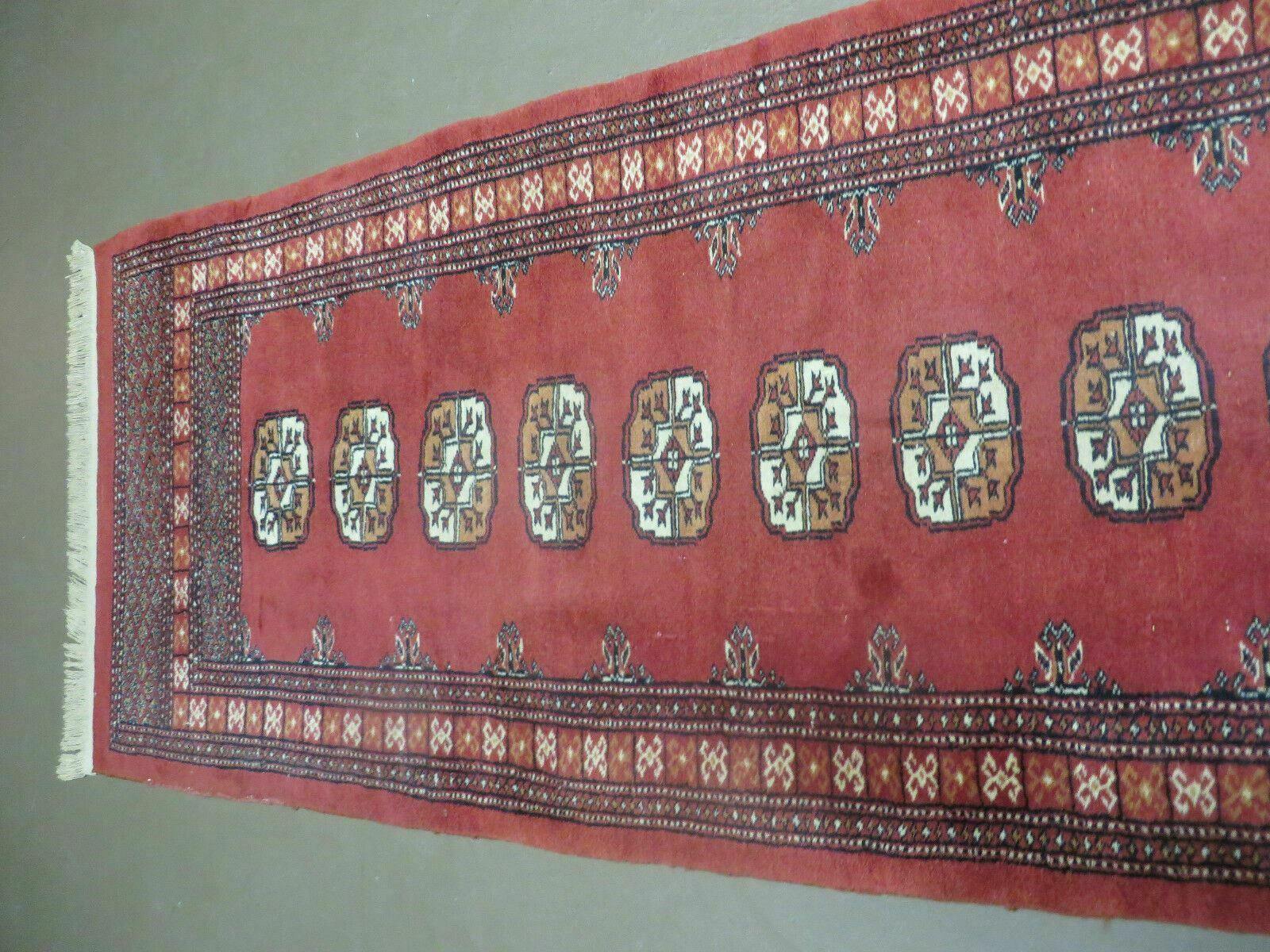 2' 8" X 10' Vintage Handmade Bokhara Turkoman Pakistani Wool Runner Rug Nice - Jewel Rugs