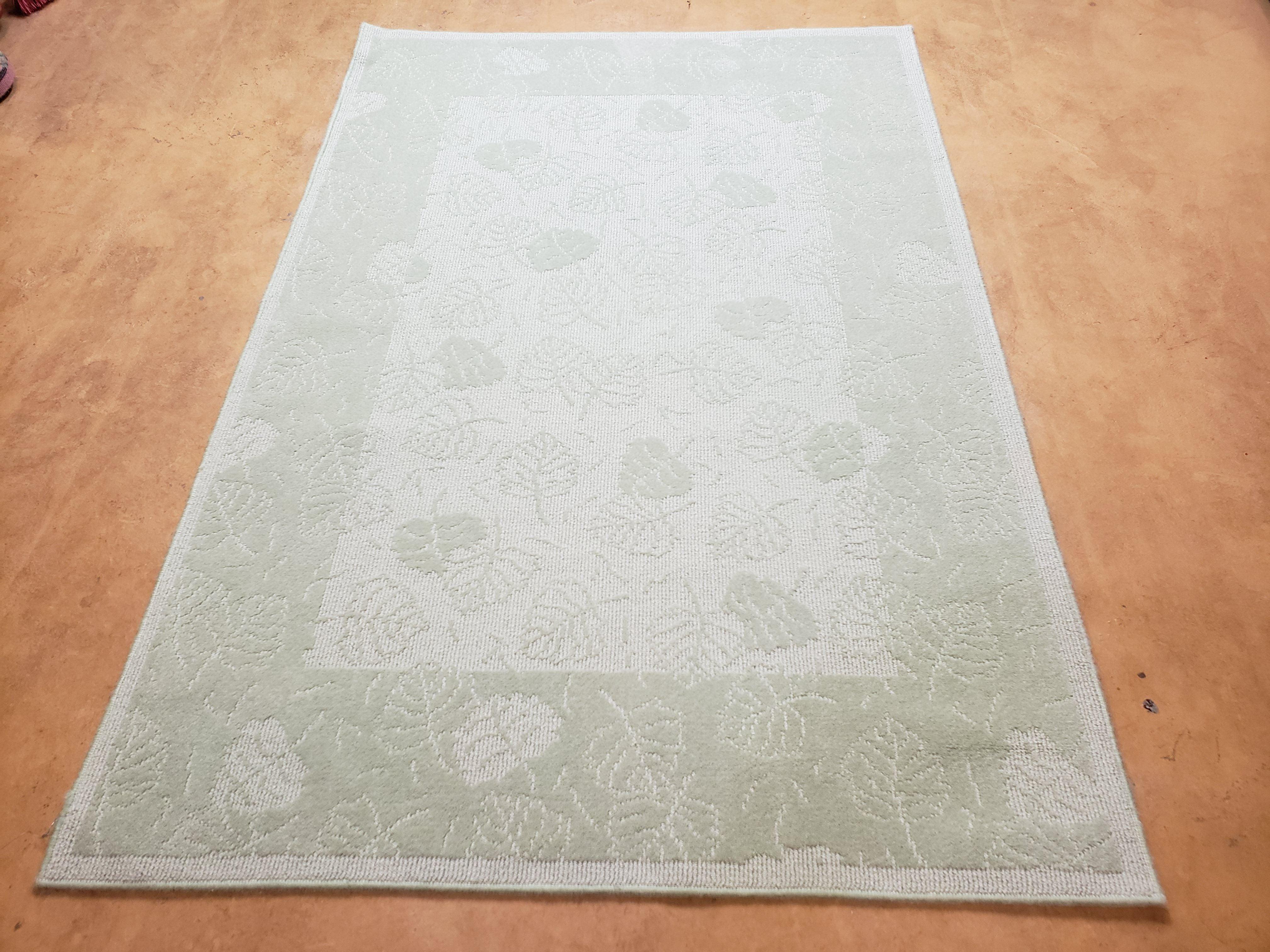 4x6 Karastan Solitaires Rug, Wool Pile, Design 217-70468, Aspen Pattern, Leaf Green & Cream 3'11 x 6' Foyer Rug, Entryway Bedroom Rug, Nice - Jewel Rugs